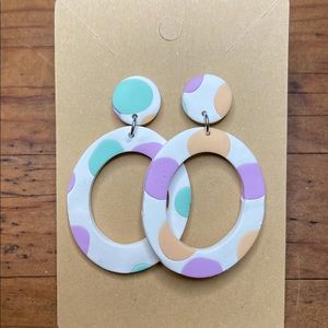 Pastel polkadot Oval Polymer Clay Drops